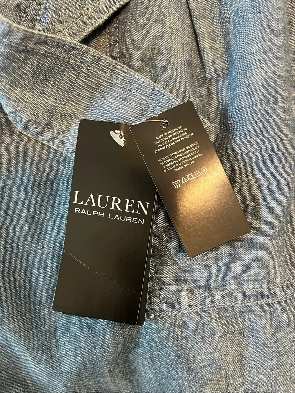 NWT Lauren Ralph Lauren Chambray Paperbag Shorts Size 8